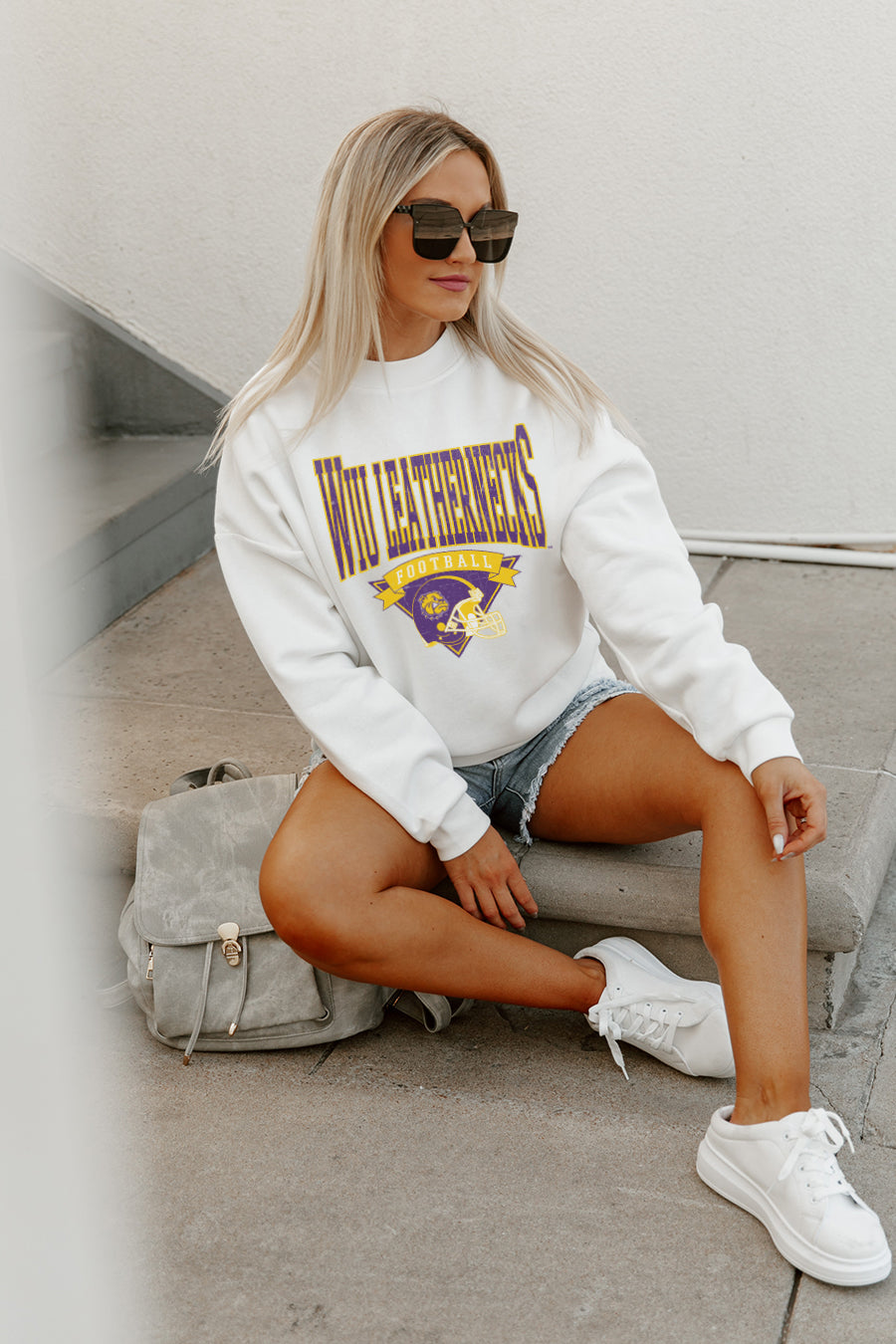 WESTERN ILLINOIS LEATHERNECKS SLOW MOTION PREMIUM FLEECE DROP SHOULDER CREWNECK PULLOVER