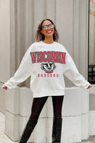 WISCONSIN BADGERS FREESTYLE PREMIUM FLEECE DROP SHOULDER CREWNECK PULLOVER