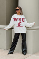 WASHINGTON STATE COUGARS FREESTYLE PREMIUM FLEECE DROP SHOULDER CREWNECK PULLOVER