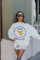 WEST VIRGINIA MOUNTAINEERS SUPERSTAR PREMIUM FLEECE DROP SHOULDER CREWNECK PULLOVER