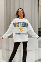 WEST VIRGINIA MOUNTAINEERS FREESTYLE PREMIUM FLEECE DROP SHOULDER CREWNECK PULLOVER