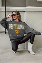 WEST VIRGINIA MOUNTAINEERS EASY STREET PREMIUM FLEECE DROP SHOULDER CREWNECK PULLOVER