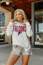 ATLANTA FALCONS SIDELINE HOODED LEOPARD FLEECE PULLOVER WITH FRONT POCKET AND SIDE-SLIT DETAIL