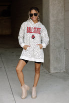 BALL STATE CARDINALS FIERCE FAN SIDE SPLIT LEOPARD HOODIE