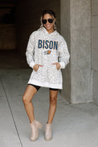 BUCKNELL BISON FIERCE FAN SIDE SPLIT LEOPARD HOODIE