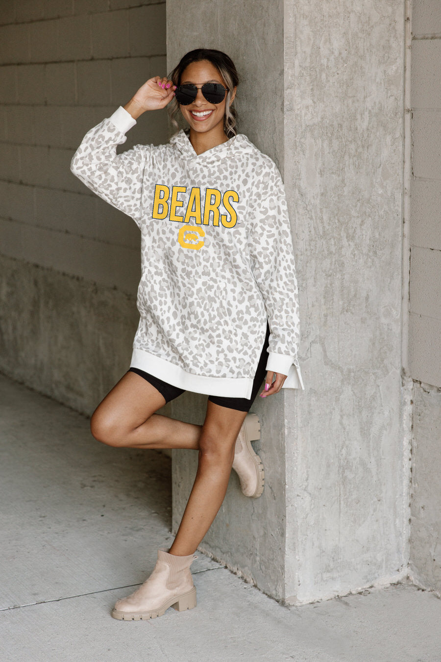 CALIFORNIA GOLDEN BEARS FIERCE FAN SIDE SPLIT LEOPARD HOODIE