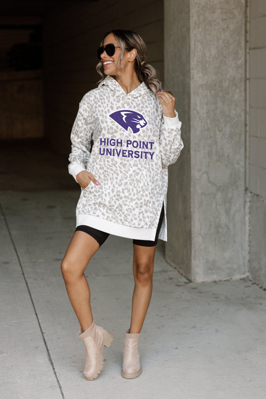 HIGH POINT PANTHERS FIERCE FAN SIDE SPLIT LEOPARD HOODIE