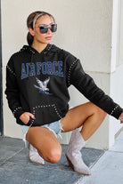 AIR FORCE FALCONS BELLE OF THE BALL STUDDED DETAIL FLEECE FRONT POCKET HOODIE