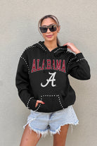 ALABAMA CRIMSON TIDE BELLE OF THE BALL STUDDED DETAIL FLEECE FRONT POCKET HOODIE