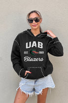 ALABAMA AT BIRMINGHAM BLAZERS HERE FOR IT STUDDED DETAIL FLEECE FRONT POCKET HOODIE