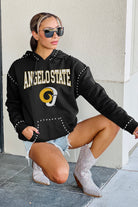 ANGELO STATE RAMS BELLE OF THE BALL STUDDED DETAIL FLEECE FRONT POCKET HOODIE