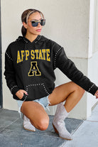 APPALACHIAN STATE MOUNTAINEERS BELLE OF THE BALL STUDDED DETAIL FLEECE FRONT POCKET HOODIE