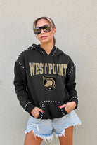 ARMY BLACK KNIGHTS BELLE OF THE BALL STUDDED DETAIL FLEECE FRONT POCKET HOODIE