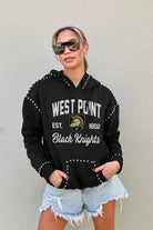 ARMY BLACK KNIGHTS HERE FOR IT STUDDED DETAIL FLEECE FRONT POCKET HOODIE