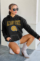 ALBANY STATE GOLDEN RAMS BELLE OF THE BALL STUDDED DETAIL FLEECE FRONT POCKET HOODIE