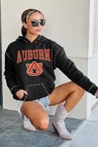 AUBURN TIGERS BELLE OF THE BALL STUDDED DETAIL FLEECE FRONT POCKET HOODIE