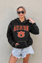 AUBURN TIGERS BELLE OF THE BALL STUDDED DETAIL FLEECE FRONT POCKET HOODIE