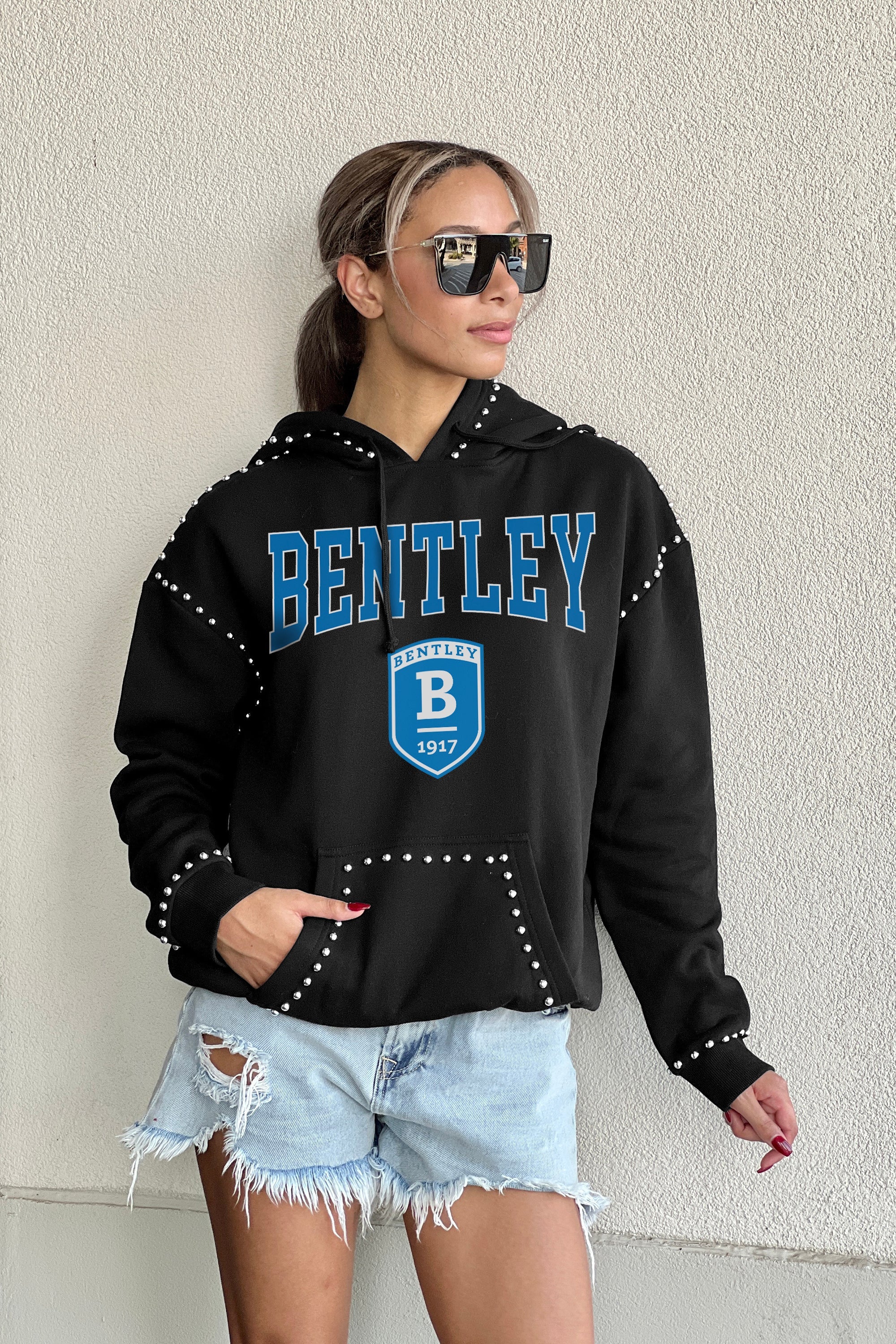 BENTLEY FALCONS BELLE OF THE BALL STUDDED DETAIL FLEECE FRONT POCKET HOODIE