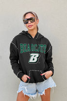 BINGHAMTON BEARCATS BELLE OF THE BALL STUDDED DETAIL FLEECE FRONT POCKET HOODIE