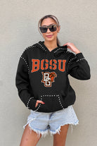 BOWLING GREEN FALCONS BELLE OF THE BALL STUDDED DETAIL FLEECE FRONT POCKET HOODIE