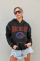 BOISE STATE BRONCOS BELLE OF THE BALL STUDDED DETAIL FLEECE FRONT POCKET HOODIE