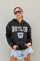 BUTLER BULLDOGS BELLE OF THE BALL STUDDED DETAIL FLEECE FRONT POCKET HOODIE