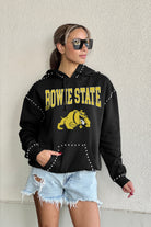 BOWIE STATE BULLDOGS BELLE OF THE BALL STUDDED DETAIL FLEECE FRONT POCKET HOODIE