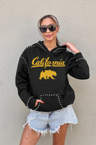 CALIFORNIA GOLDEN BEARS BELLE OF THE BALL STUDDED DETAIL FLEECE FRONT POCKET HOODIE