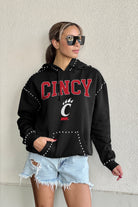 CINCINNATI BEARCATS BELLE OF THE BALL STUDDED DETAIL FLEECE FRONT POCKET HOODIE