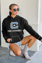 CITADEL BULLDOGS BELLE OF THE BALL STUDDED DETAIL FLEECE FRONT POCKET HOODIE