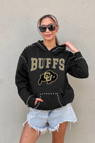 COLORADO BUFFALOES BELLE OF THE BALL STUDDED DETAIL FLEECE FRONT POCKET HOODIE