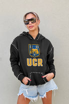 CALIFORNIA RIVERSIDE HIGHLANDERS BELLE OF THE BALL STUDDED DETAIL FLEECE FRONT POCKET HOODIE