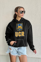 CALIFORNIA RIVERSIDE HIGHLANDERS BELLE OF THE BALL STUDDED DETAIL FLEECE FRONT POCKET HOODIE