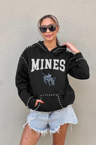 COLORADO SCHOOL OF MINES BURROS BELLE OF THE BALL STUDDED DETAIL FLEECE FRONT POCKET HOODIE