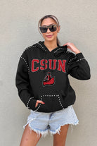 CAL STATE NORTHRIDGE MATADORS BELLE OF THE BALL STUDDED DETAIL FLEECE FRONT POCKET HOODIE