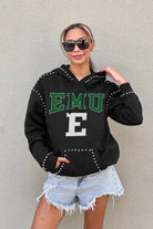 EASTERN MICHIGAN EAGLES BELLE OF THE BALL STUDDED DETAIL FLEECE FRONT POCKET HOODIE