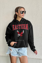 EASTERN WASHINGTON UNIVERSITY EAGLES BELLE OF THE BALL STUDDED DETAIL FLEECE FRONT POCKET HOODIE