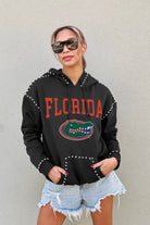 FLORIDA GATORS BELLE OF THE BALL STUDDED DETAIL FLEECE FRONT POCKET HOODIE