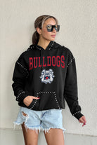 FRESNO STATE BULLDOGS BELLE OF THE BALL STUDDED DETAIL FLEECE FRONT POCKET HOODIE