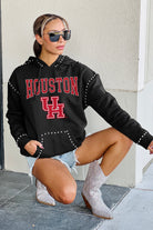 HOUSTON COUGARS BELLE OF THE BALL STUDDED DETAIL FLEECE FRONT POCKET HOODIE