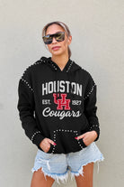 HOUSTON COUGARS HERE FOR IT STUDDED DETAIL FLEECE FRONT POCKET HOODIE