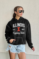 ILLINOIS FIGHTING ILLINI HERE FOR IT STUDDED DETAIL FLEECE FRONT POCKET HOODIE