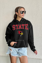 ILLINOIS STATE REDBIRDS BELLE OF THE BALL STUDDED DETAIL FLEECE FRONT POCKET HOODIE