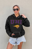 NORTHERN IOWA PANTHERS BELLE OF THE BALL STUDDED DETAIL FLEECE FRONT POCKET HOODIE