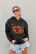 IOWA STATE CYCLONES BELLE OF THE BALL STUDDED DETAIL FLEECE FRONT POCKET HOODIE