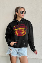 IOWA STATE CYCLONES BELLE OF THE BALL STUDDED DETAIL FLEECE FRONT POCKET HOODIE