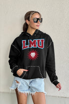 LOYOLA MARYMOUNT LIONS BELLE OF THE BALL STUDDED DETAIL FLEECE FRONT POCKET HOODIE