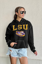 LSU TIGERS BELLE OF THE BALL STUDDED DETAIL FLEECE FRONT POCKET HOODIE