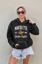 MARQUETTE GOLDEN EAGLES HERE FOR IT STUDDED DETAIL FLEECE FRONT POCKET HOODIE