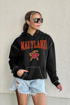 MARYLAND TERRAPINS BELLE OF THE BALL STUDDED DETAIL FLEECE FRONT POCKET HOODIE